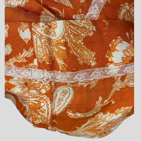 Vintage Handmade Orange Paisley Mod Mini Dress - Picture 4 of 5